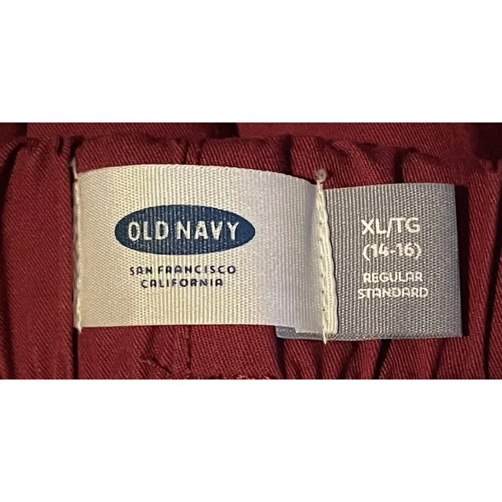 Old Navy Boys Jogger Shorts Size XL 14-16 Burgundy Pull On Drawstring